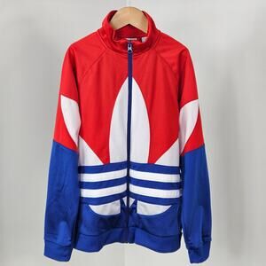Adidas Big Kid Large Trefoil Red White Blue Zip-Up Track Jacket |‎ Medium